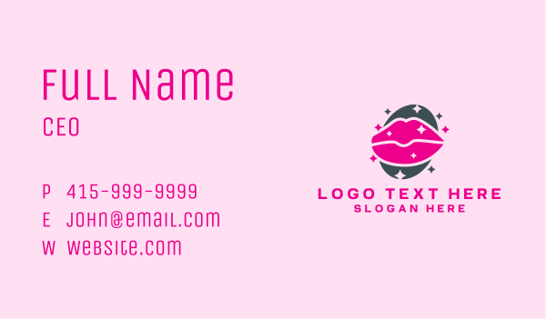 Sparkling Pink Lips Business Card Design Image Preview