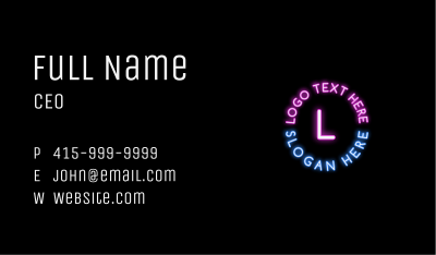 Circle Neon Glow Letter Business Card Image Preview