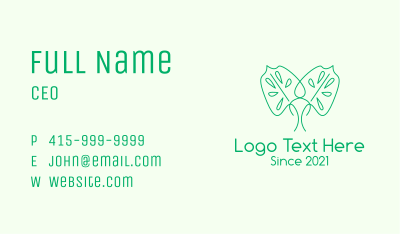 Green Minimalist Leaf Business Card