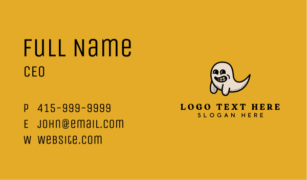 Ghost Cartoon Scary Business Card Design Image Preview