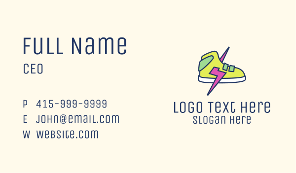 Lightning Bolt Sneakers Business Card Design Image Preview