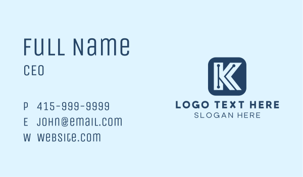Letter K Circuits Business Card Design Image Preview