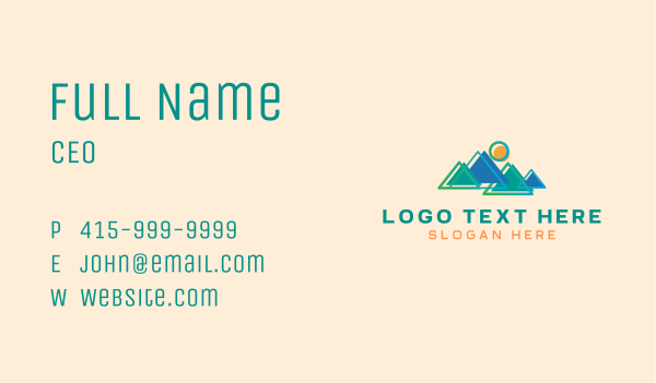 Abstract Teal Mountains Business Card Design Image Preview