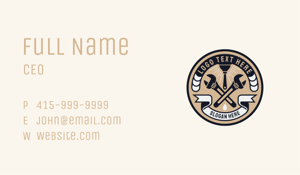 Plumbing Wrench Plunger Emblem  Business Card Design Image Preview