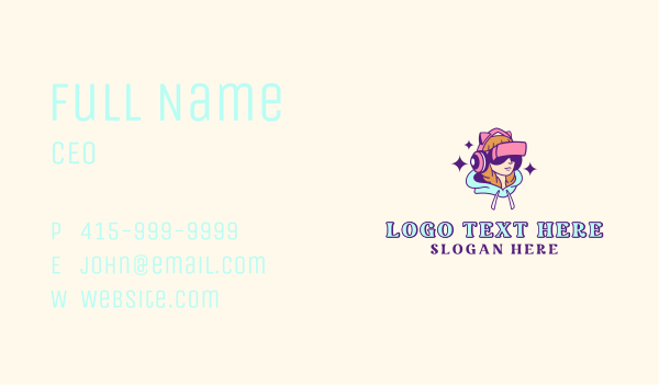 Virtual Game Girl Business Card Design Image Preview