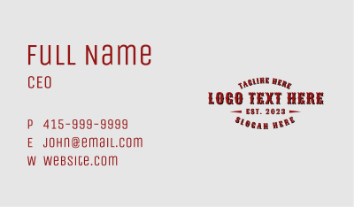 Western Masculine Wordmark Business Card Image Preview