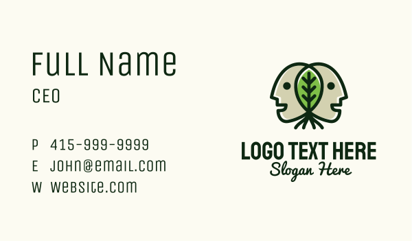 Twin Head Leaf  Business Card Design Image Preview