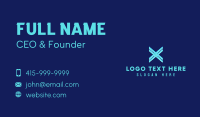 Neon Blue Letter X Business Card Design