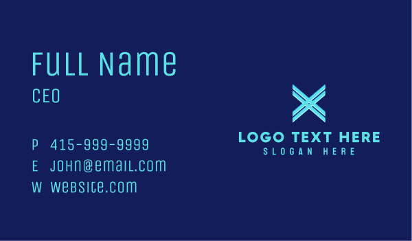 Neon Blue Letter X Business Card Design Image Preview