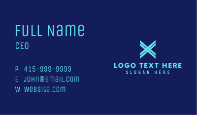 Neon Blue Letter X Business Card Image Preview