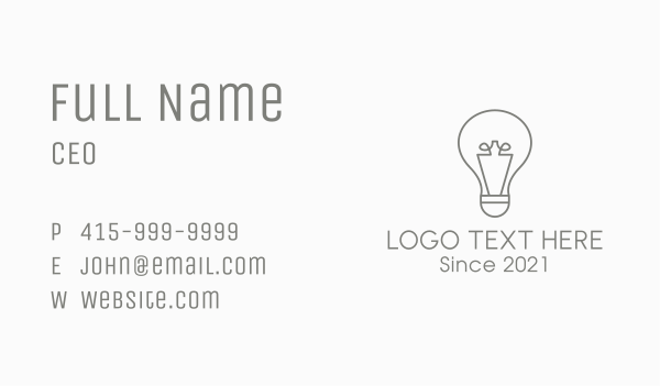 Gray Light Bulb Business Card Design Image Preview