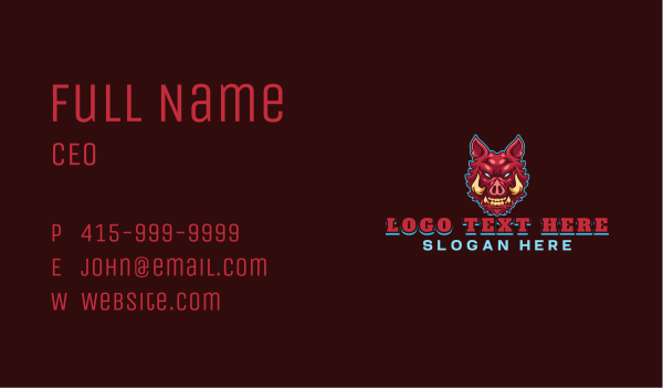 Gaming Wild Boar Business Card Design Image Preview