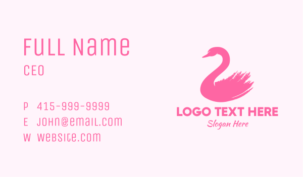 Pink Swan Brushtstroke Business Card Design Image Preview