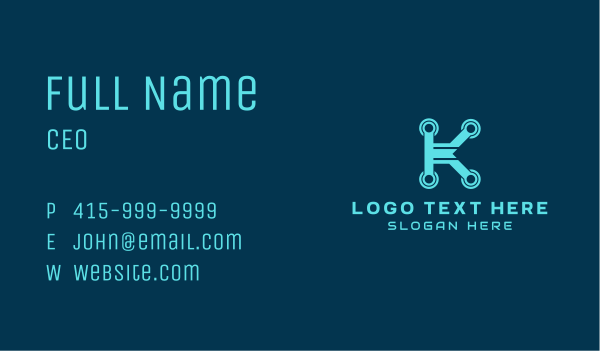 Digital Tech Letter K Business Card Design Image Preview