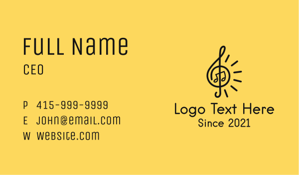 Music Note Bulb  Business Card Design