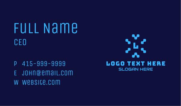 Blue  Pixel Letter Business Card Design Image Preview