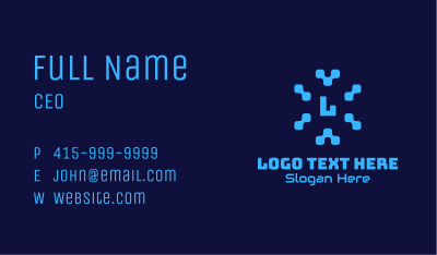Blue  Pixel Letter Business Card