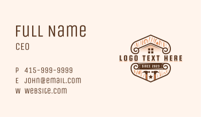 Carpentry Hammer Woodworking Business Card Image Preview