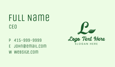 Herbal Green Leaf Letter L Business Card Image Preview