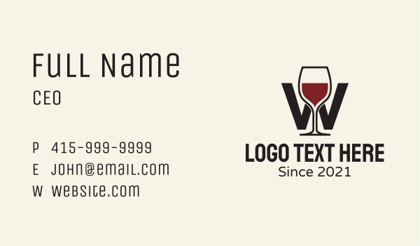 Wine Letter W Business Card Design