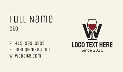 Wine Letter W Business Card
