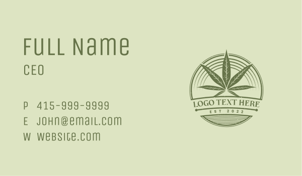 Marijuana Circle Badge Business Card Design Image Preview