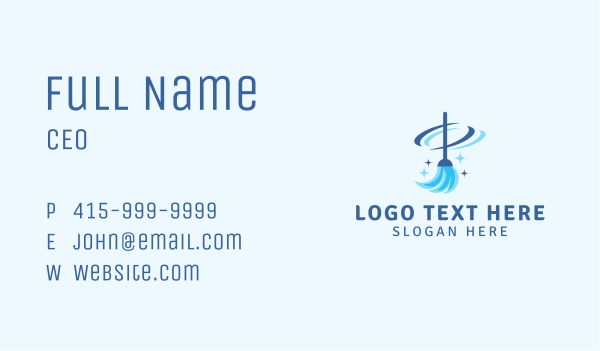 Blue Broom Cleaning Business Card Design Image Preview
