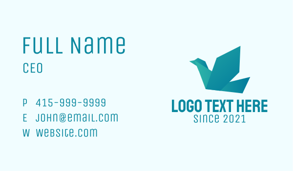 Blue Pigeon Origami  Business Card Design Image Preview