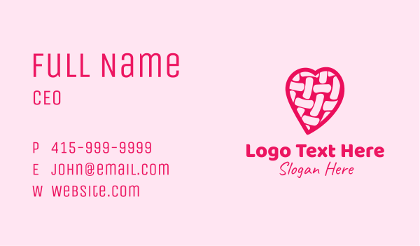 Pink Woven Heart  Business Card Design Image Preview