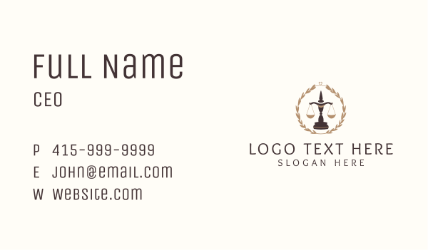 Wreath Justice Scale Business Card Design Image Preview