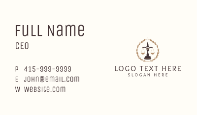 Wreath Justice Scale Business Card Image Preview