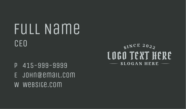 Gothic Vintage Wordmark Business Card Design Image Preview