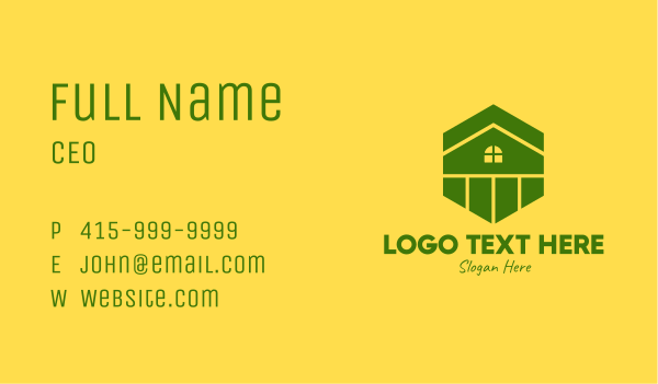 Green Hexagon Home Business Card Design Image Preview