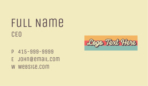 Colorful Retro Wordmark Business Card Design Image Preview