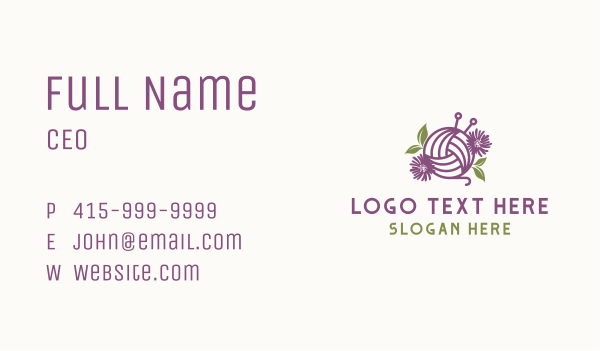 Floral Knit Yarn Business Card Design Image Preview