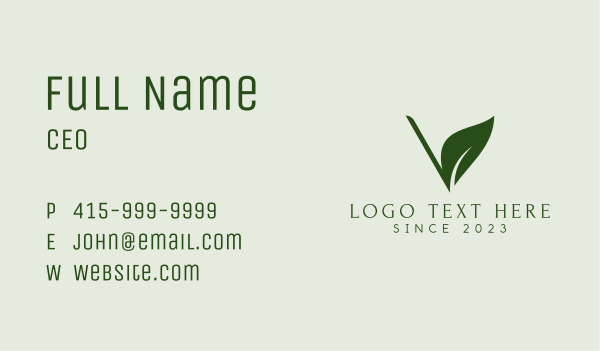 Natural Leaf Letter V Business Card Design Image Preview
