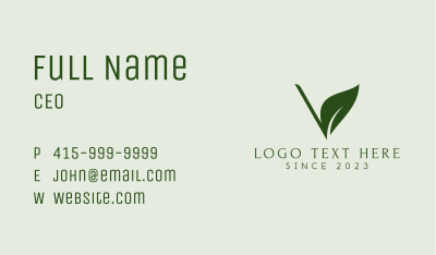 Natural Leaf Letter V Business Card Image Preview