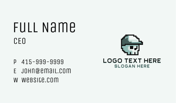 Y2K Pixel Skull  Business Card Design Image Preview