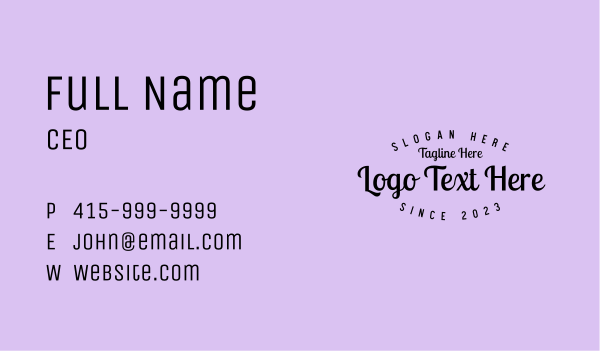 Vintage Quirky Wordmark Business Card Design Image Preview