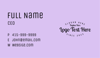 Vintage Quirky Wordmark Business Card Image Preview