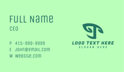 Green Organic Letter T Business Card Image Preview