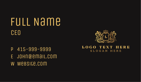 Decorative Crown Shield Business Card Design Image Preview