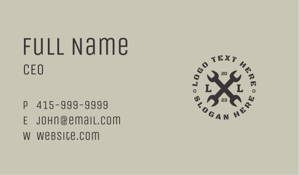 Wrench Tool Letter Business Card Design Image Preview