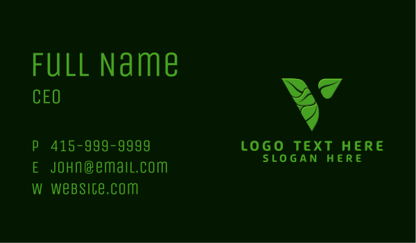 Organic Vegan Letter V Business Card Design Image Preview