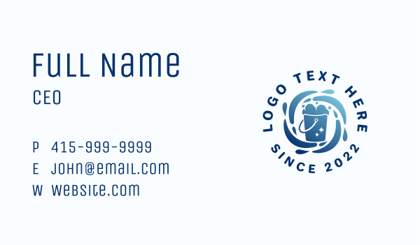 Blue Cleaning Water Bucket Business Card Design Image Preview