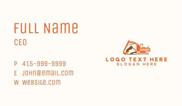 Mining Excavator Equipment Business Card Design Image Preview