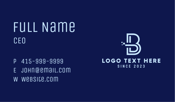 Tech Stroke Letter B Business Card Design Image Preview