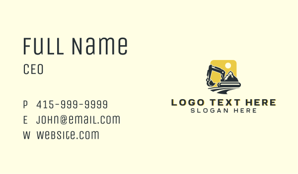 Mountain Excavator Machinery Business Card Design Image Preview