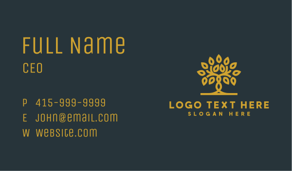 Golden Tree Leaves Business Card Design Image Preview