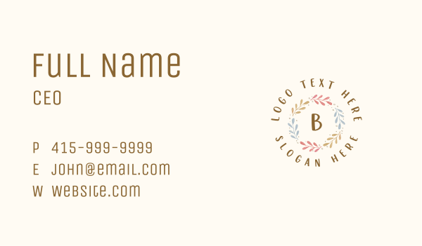 Elegant Watercolor Wreath Business Card Design Image Preview